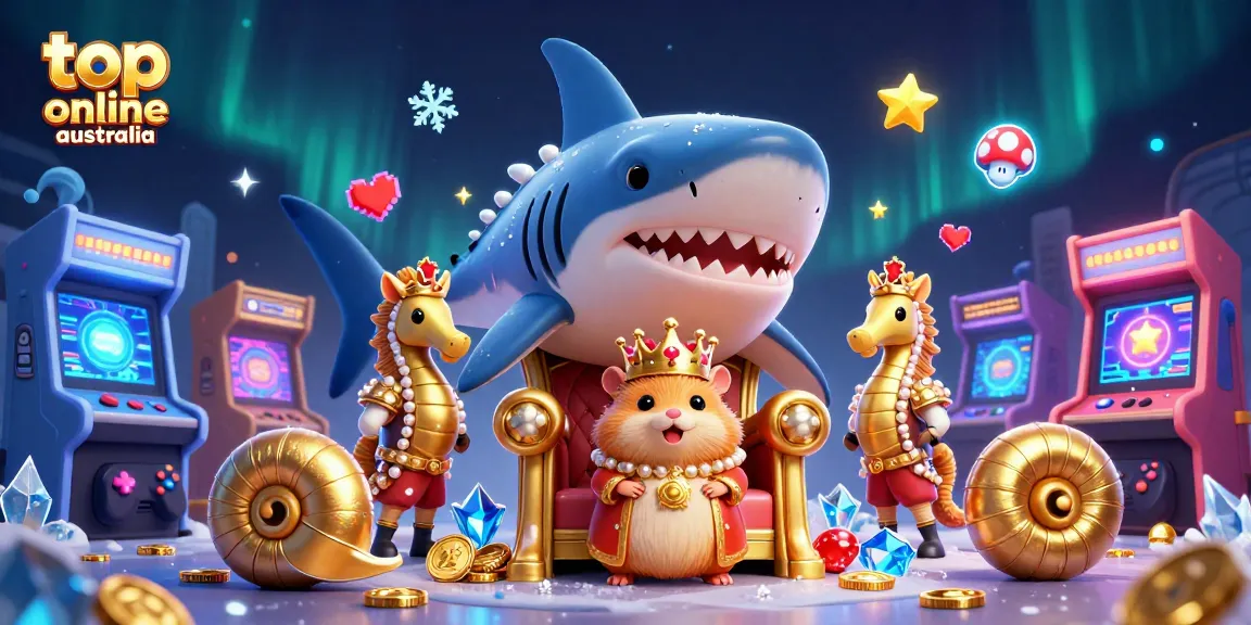 Engage with the vibrant scene of top online casino australia featuring a golden hamster king and dynamic gaming elements.