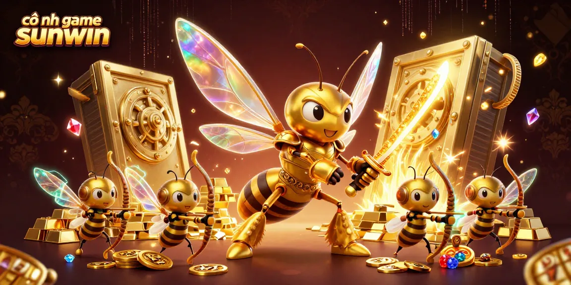 Engage in thrilling gameplay at cổng game sunwin with golden hornet warriors in an electrifying casino scene.
