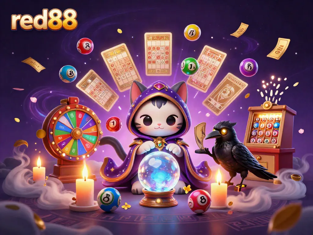 Engage in exciting gaming with the fortune teller cat and tarot raven at red88.