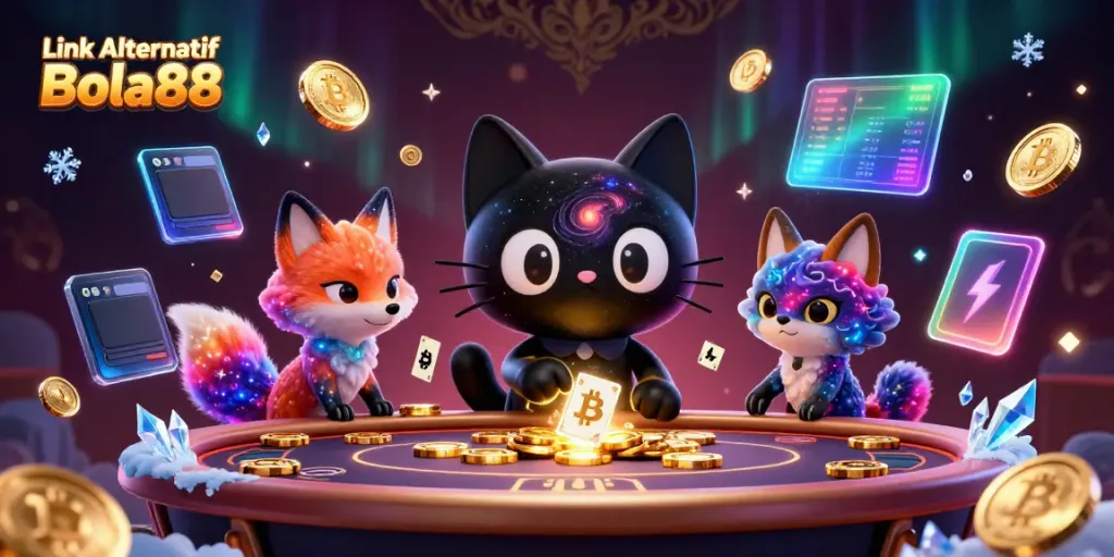Engage with Link Alternatif Bola88 in this vibrant cosmic casino featuring unique characters and dynamic gaming elements.