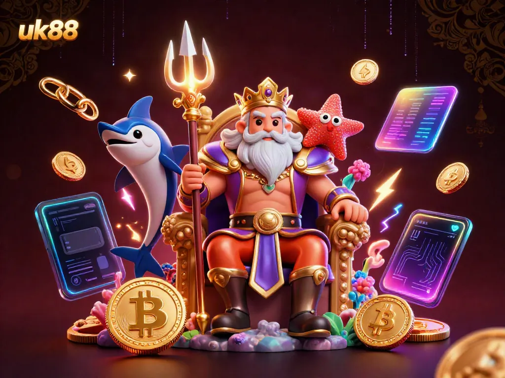 Experience thrilling gameplay at uk88 with dynamic 3D characters and glowing crypto elements.