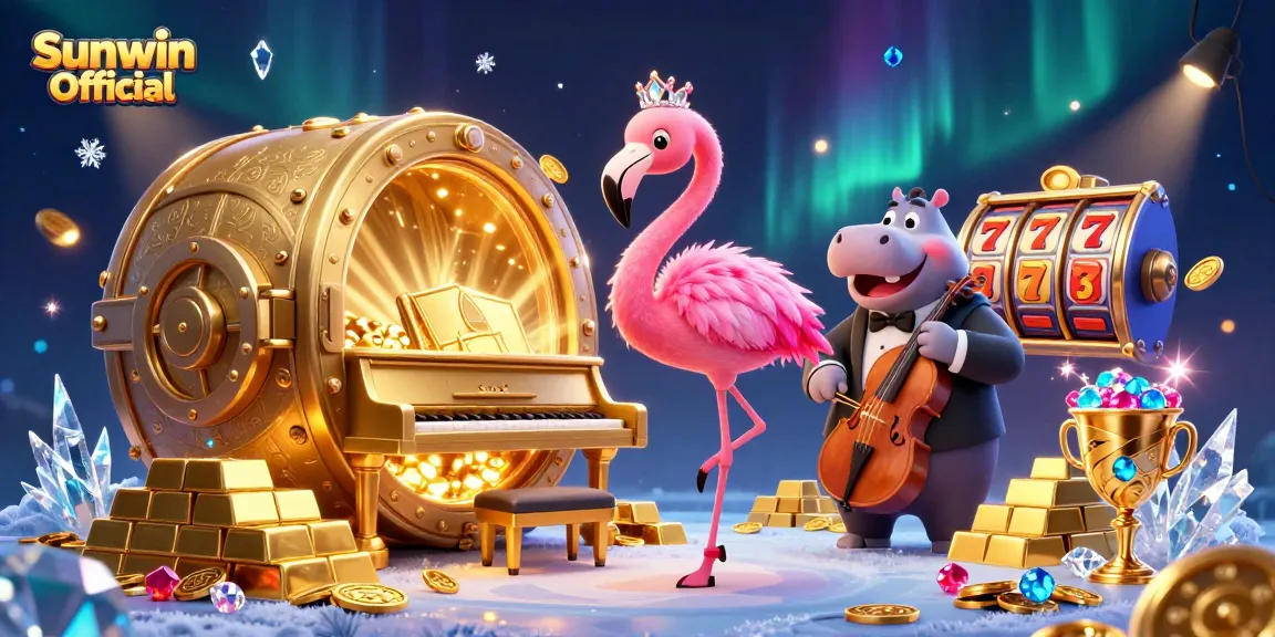 Experience the excitement of the Sunwin Official casino with vibrant characters and gameplay elements in this dynamic illustration.